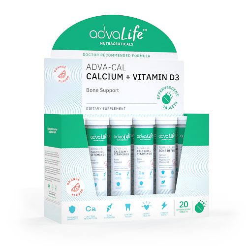 Calcium + Vitamin D3 Effervescent Tablets (box of 12 tubes)