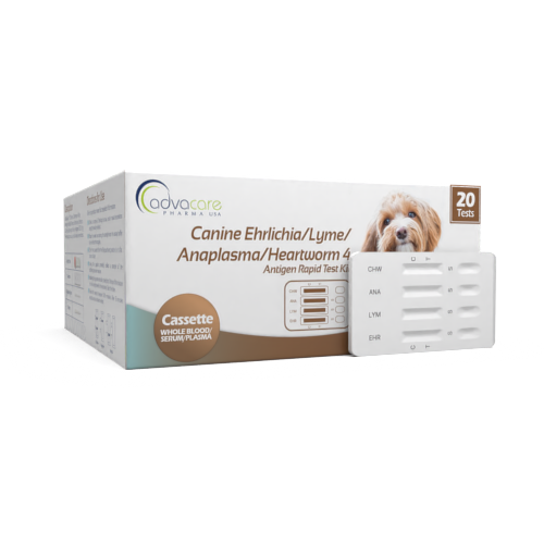 Canine Ehrlichia - Lyme - Anaplasma - Heartworm 4-Combo Test Kit (box of 20 diagnostic tests)