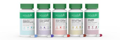 Health and nutrition supplements in capsules manufactured by AdvaCare Pharma.