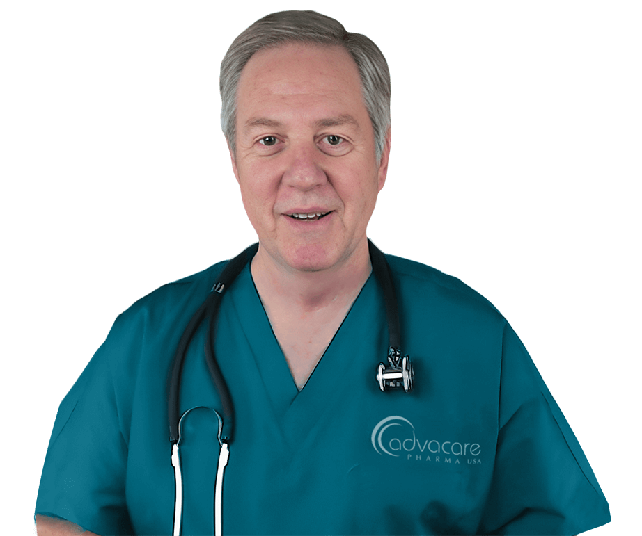 A veterinarian providing details on the wide vet range of veterinary medicines manufacturer AdvaCare Pharma.