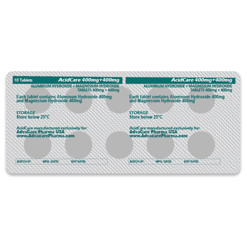 Aluminum Hydroxide + Magnesium Hydroxide Tablets (blister of 10 tablets)