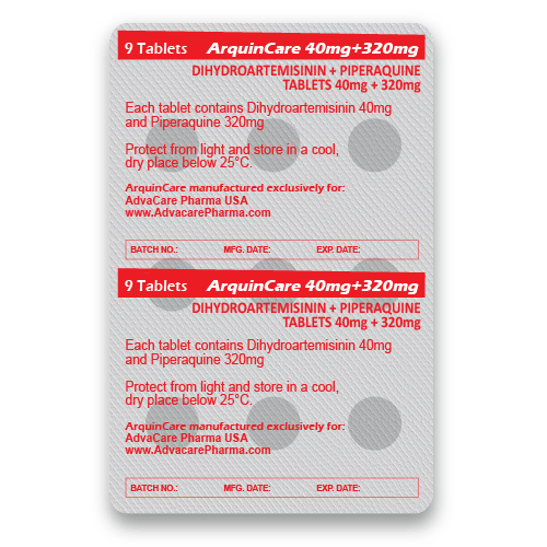 Comprimidos de Dihidroartemisidina + Piperaquina (blíster de 9 comprimidos)
