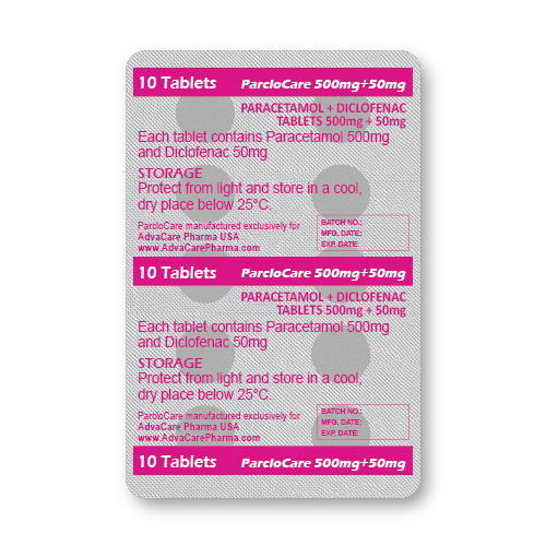 Paracetamol + Diclofenac Sodium Tablets (blister of 10 tablets)