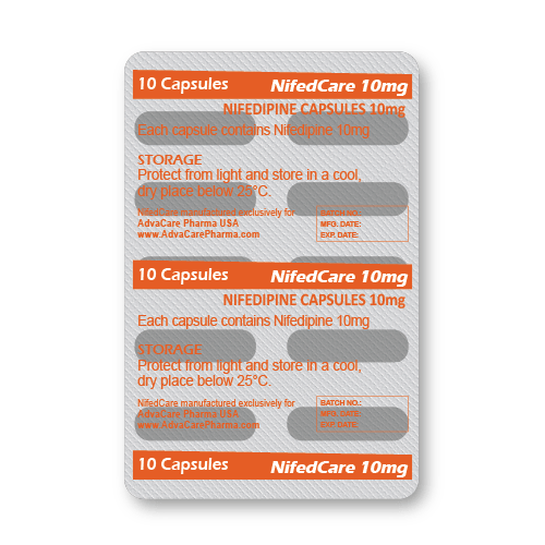 Capsules de Nifédipine (blister de 10 capsules)