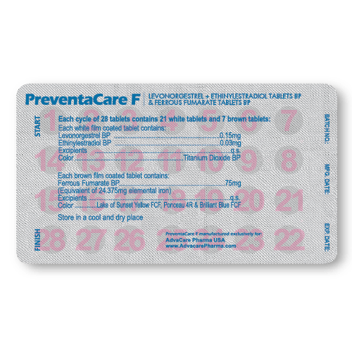 Levonorgestrel + Ethinylestradiol Tablets (blister of 28 tablets)