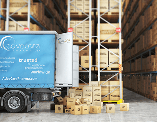 Medical products at warehouse ready for distribution.