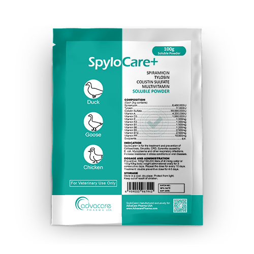 Spiramycine + Tylosine + Colistine + Multivitamines Poudre Soluble (1 sac)