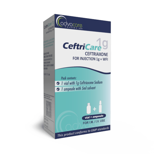 Ceftriaxone sodique avec eau pour injection (boîte de 1 flacon et 1 ampoule de WFI)