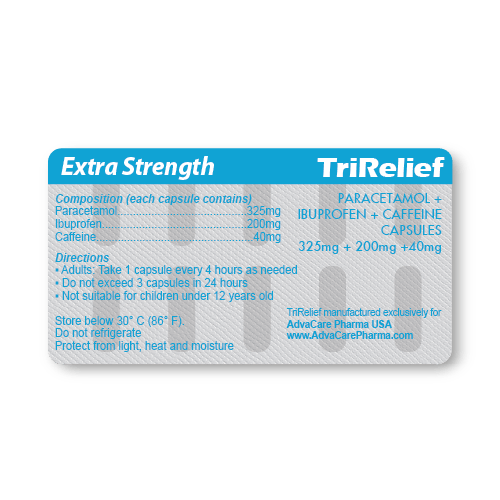 Paracetamol + Ibuprofen + Caffeine Capsules (blister of 10 capsules)