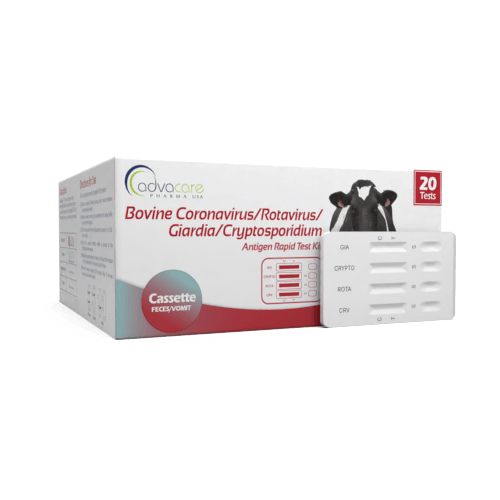 Kit de Test 4-En-1 pour Coronavirus Bovin - Rotavirus - Giardia - Cryptosporidium (boîte de 20 tests diagnostiques)