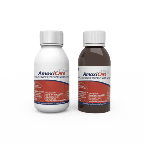 Amoxicilina para Suspensión Oral (1 frasco de plástico blanco y 1 frasco de plástico ámbar)