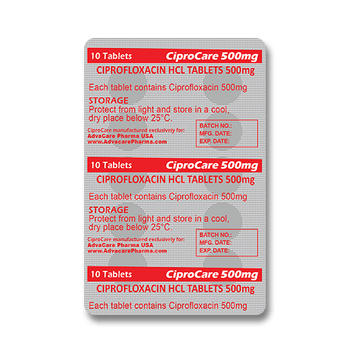 Comprimidos de Ciprofloxacina HCl (blíster de 10 comprimidos)