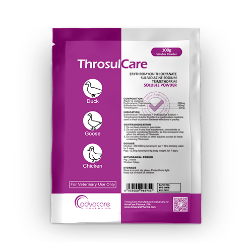 Poudre Soluble d'Érythromycine Thiocyanate + Sulfadiazine Sodique + Triméthoprime (1 sac)